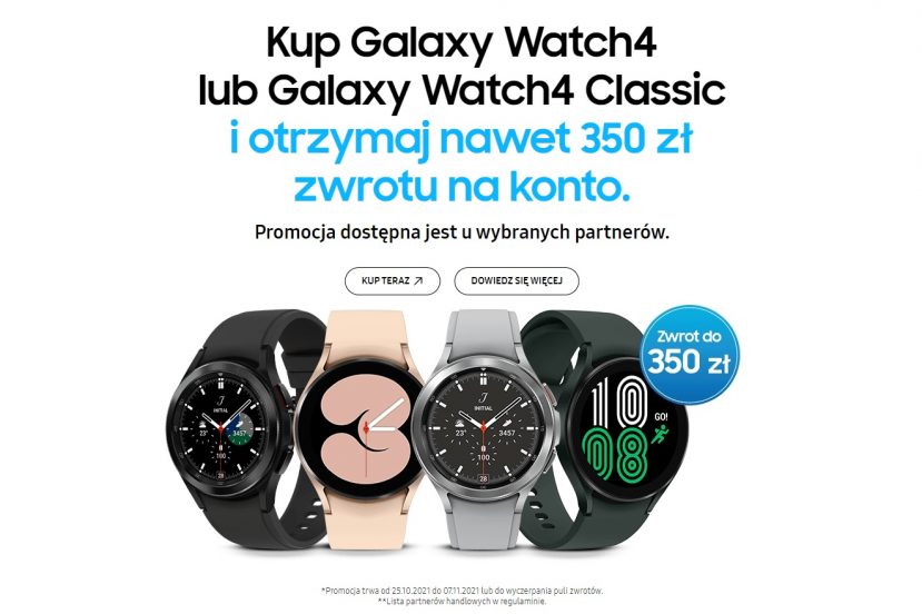 promocja na smartwatch Samsung Galaxy Watch 4 Classic zwrot do 350 złotych