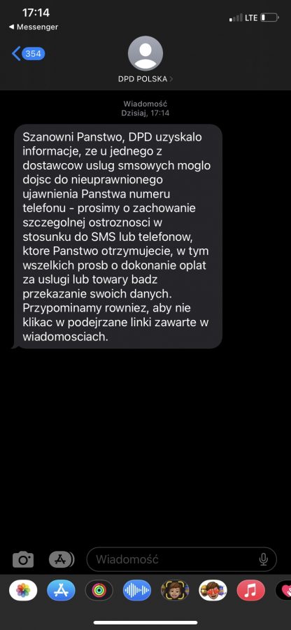 DPD SMS potencjalny wyciek numerów telefonów klientów fot. Tabletowo.pl
