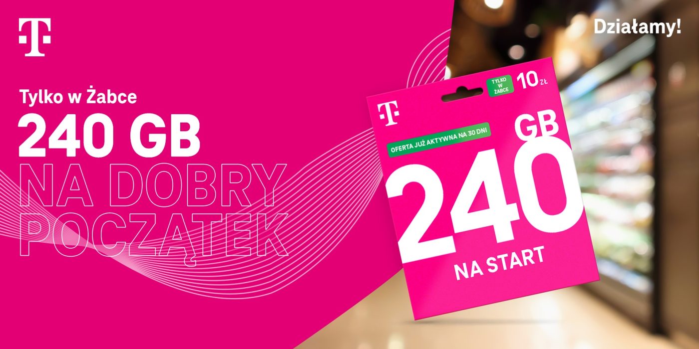 nowy starter T-Mobile dostępny tylko w Żabkach 240 GB za 10 złotych
