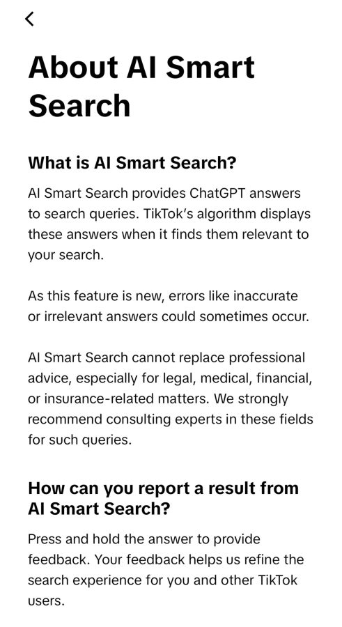 TikTok AI Smart Search screen