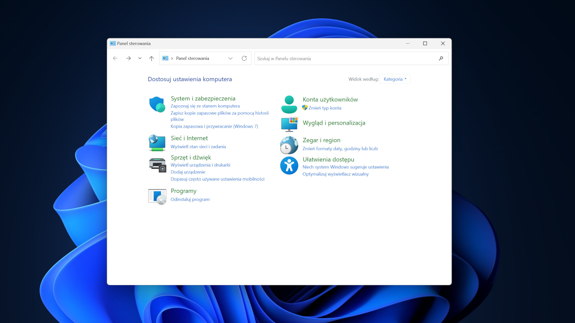 Windows 11 Panel sterowania