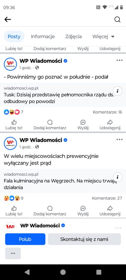 Facebook tablica bez zdjęć screen