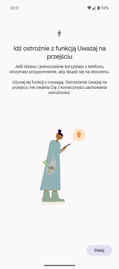 Funkcja Uważaj na przejściu w Google Pixel 9