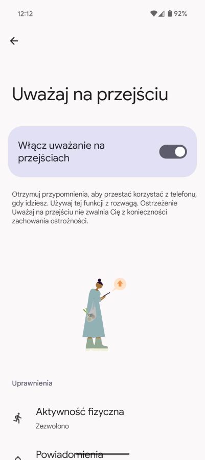 Funkcja Uważaj na przejściu w Google Pixel 9