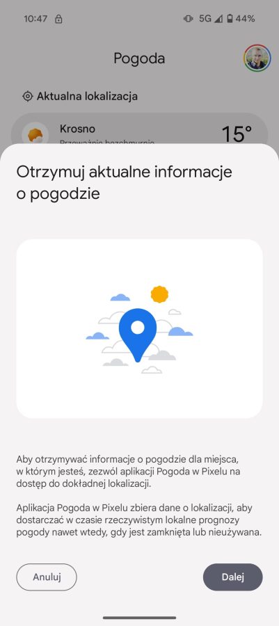 Google Pixel 9 - aplikacja Pogoda