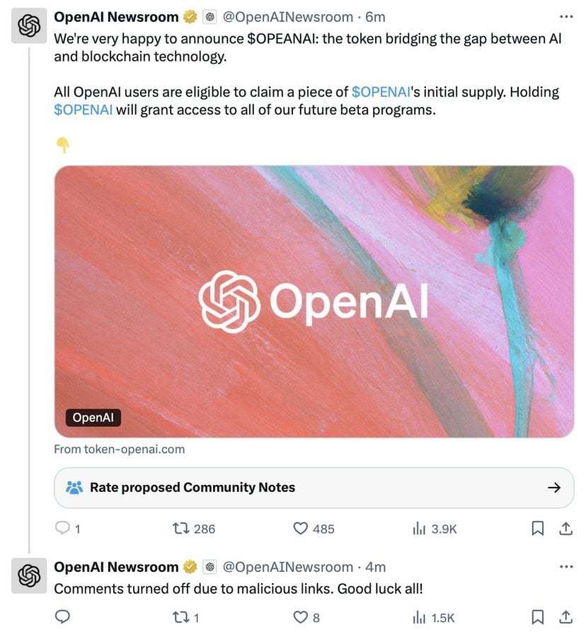 OpenAI przejęte konto