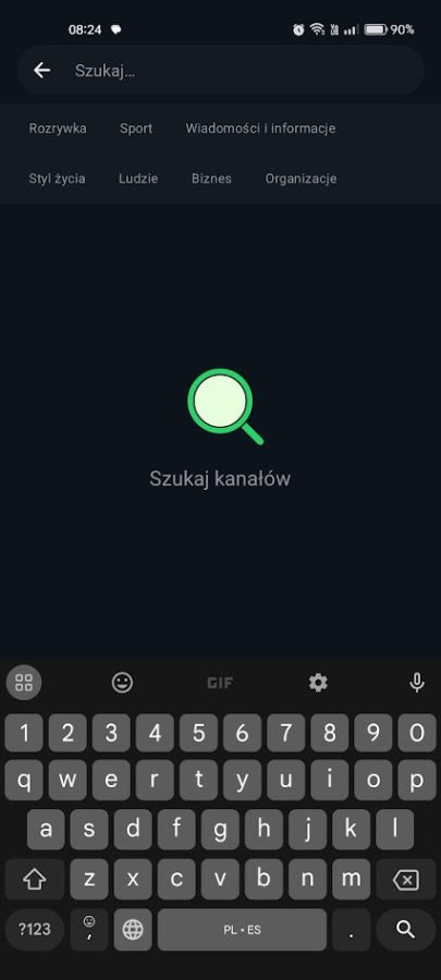 WhatsApp kanały kategorie screen