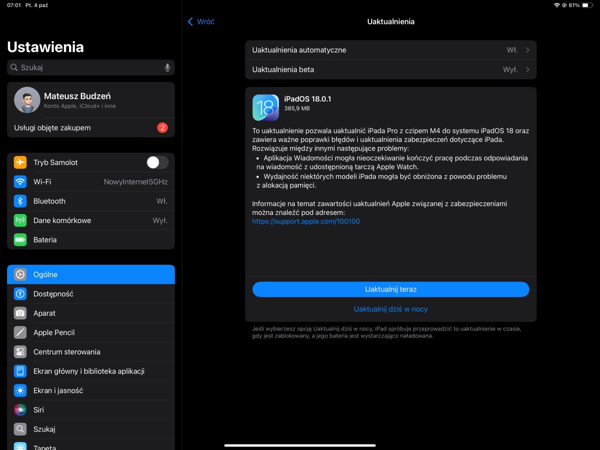 iPadOS 18.0.1