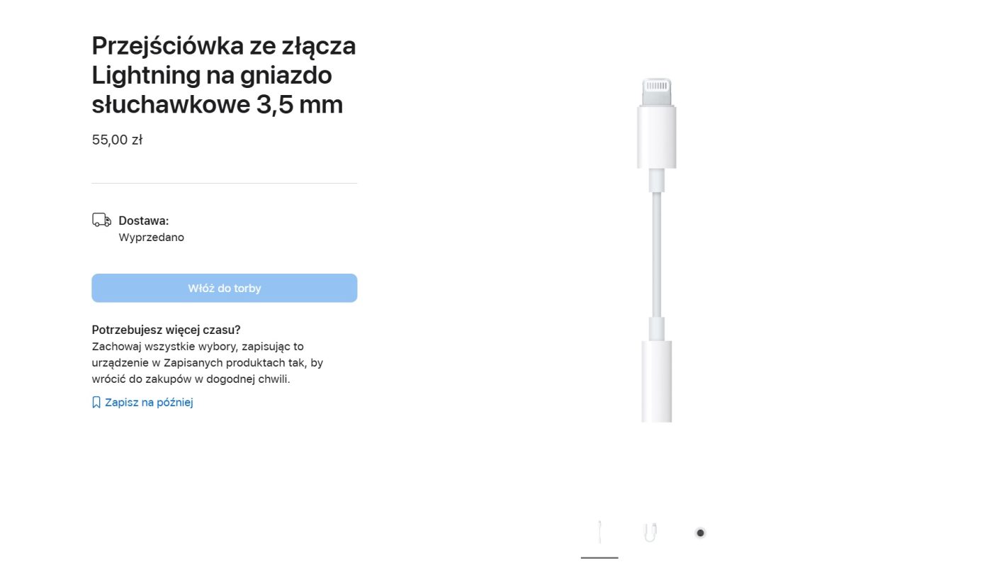 apple przejściówka lightning 3,5 mm