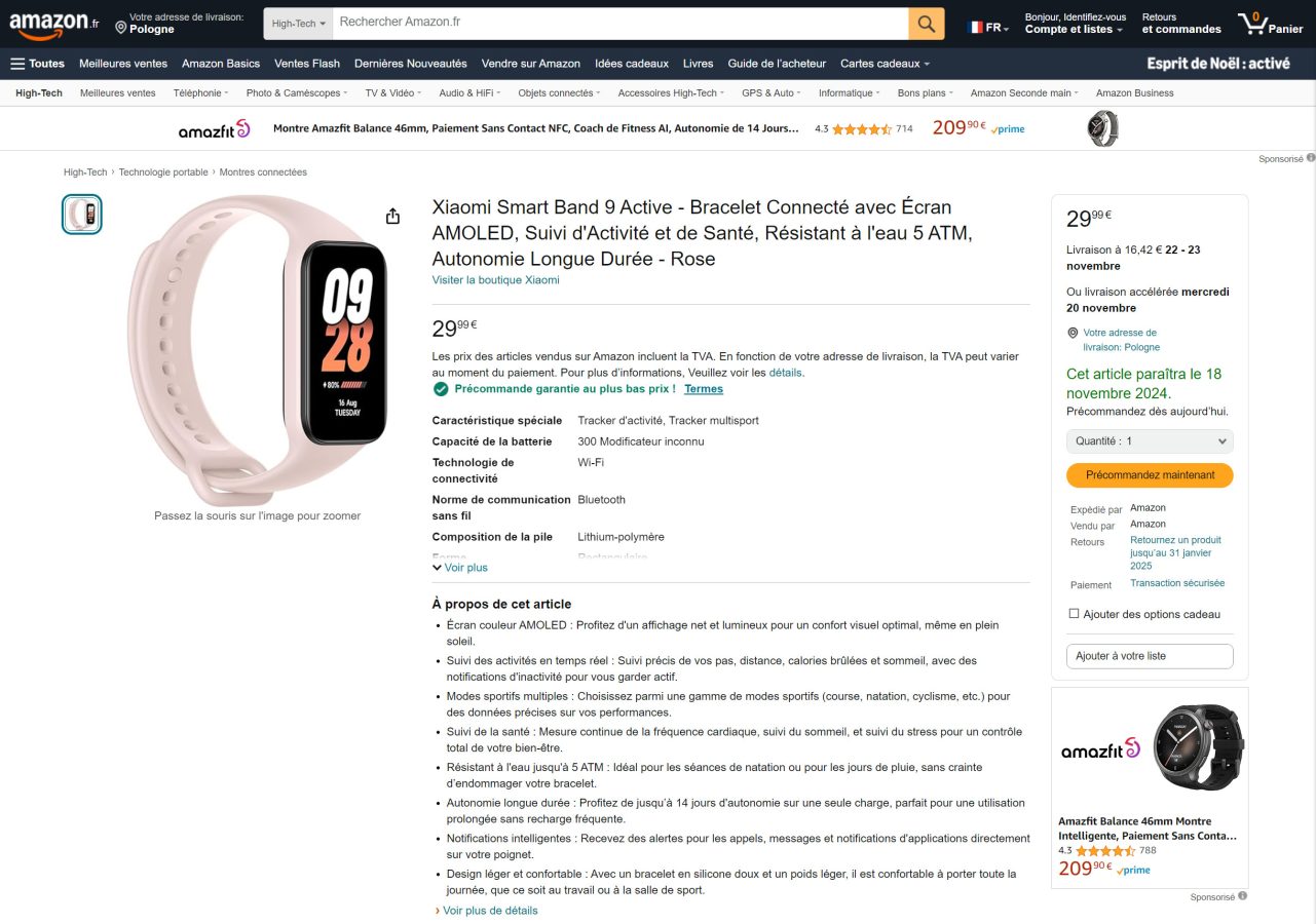 Opaska Xiaomi Smart Band 9 Active Amazon